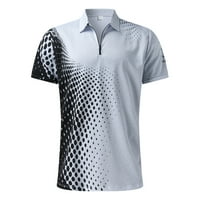 Eczipvz тренировъчни ризи за мъже Мъжки голф поло ризи Небрежно изпълнение с къси ръкав Бързи сухи върхове Лека пешеходна риза Солидна бяла, 3XL