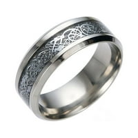 Драконов дракон стоманена златна неръждаема със сребърен пръстен от титаниев стоманен пръстени