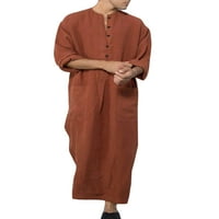 Lumento Mens Молитва роба с дълъг ръкав Макси риза Малка цветна рокля редовно годни върхове мюсюлмански пуловер сиво l