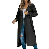 Обезмлено женско двойно гърди дълъг прозрачен тренч палто женски дълги ръкави с двойно гърди палто с копко