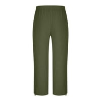 Ecqkame Mens памучно бельо панталони панталони твърди ежедневни еластични талии за талии памучни панели панели панталони Зелени XXL Продаване на хлабина