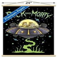 Рик и Морти - Плакат за корабна стена с дървена магнитна рамка, 22.375 34
