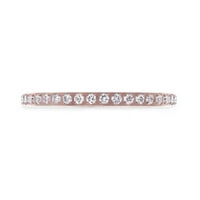 Плосък полиран Розово злато покритие титанов Дамски сватбен пръстен с малки лабораторни създадени бели диаманти настройка-размер 4.5