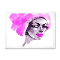 Дизайнарт 'Афроамериканска Розова Жена Моден Портрет' Модерна Рамка Арт Принт
