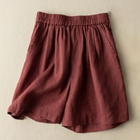 Шорти за жени Плюс размер клирънс под $10, дамски летни Плътен цвят отдих Джобни панталони случайни ластик памук и бельо шорти
