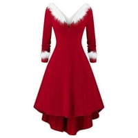 Прясно подбрани за нея, Poropl бели рокли за дипломиране за дама ежедневна коледна рокля Цвят съвпадаща вечерна рокля V-образно рокля Просвещение червен размер 12