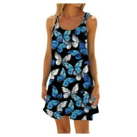 Sundresses for Women Preppy Style Printed Sun Dress Summer Business Ressions Blue