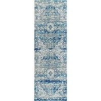 нулум Пейсли Верона Реколта персийски бегач килим, 2 '6 6', Светло синьо