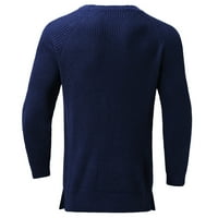 pgeraug качулки за мъже o врат дълъг ръкав пуловер плътни жилетка пуловер блуза мъжки пуловер син m