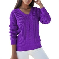 Пуловери за жени облечени ежедневни свободни годни цветни блок кръгли врат седем четвърт ръкав рокля пуловер