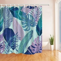 Екзотичен цветен декор диви растения в тропически бананови палмови листа за Полиестерен плат баня завеса за душ