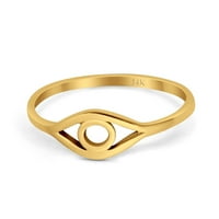 14к злато зло око прост Сватбен годежен пръстен размер 7