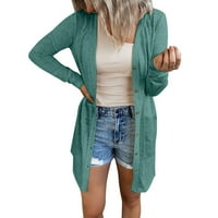 Lroplie cardigan пуловери за жени дами ежедневни плътни цветови бутон джоб джобни кардигански палто ризи за жени зелени m