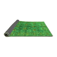 Ahgly Company Indoor Round Oriental Green Industrial Area Rugs, 5 'кръг