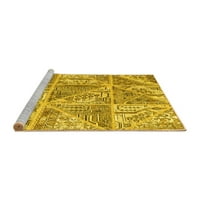 Ahgly Company Machine Wareable Indoor Rectangle Packwork Жълта преходна площ килими, 4 '6'