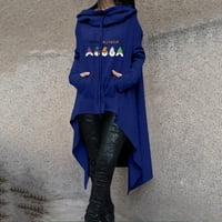 Апепал Дамски ежедневни Мода Хелоуин печат с дълъг ръкав качулка пуловер Топ синьо 3хл