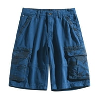 Шорти на Caveitl за мъже ежедневни, мъжки плюс размери товарни къси панталони Мултипокета спокойни летни плажни шорти панталони синьо