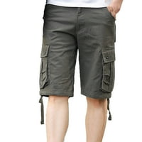 Шорти мъже ежедневни мъжки облекла къси панталони Slim Fit Multi Pocket Zipper Прав крак Пет панталони Случайни спортни къси панталони Сив S U2062