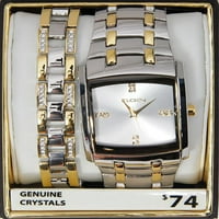 Елгин за възрастни сребърни и златен часовник за възрастни със съвпадащ комплект гривна
