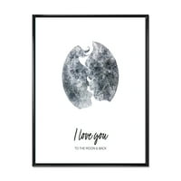 Дизайнарт 'Целувката на двама влюбени в романтична лунна форма' модерна рамка платно за стена арт принт