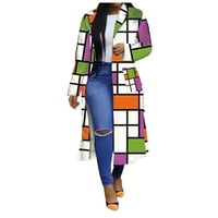 Miayilima палта за жени модни дълги карирани отпечатани якета с ветроубиери двойни странични дрехи с джобни дрехи с джоб