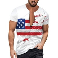 Ден на независимостта Печат Мъжки лятен ден на независимостта Флаг цифров 3D печат с цип тениска с къс ръкав риза