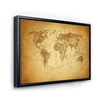 Дизайнарт 'Античен Свят Карта Х' Винтидж Рамка Платно Стена Арт Принт