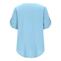 Лято Дамски Къс Ръкав В Деколте Флорални Печатни Топ Тениска Ежедневни Ризи Тениска Блуза