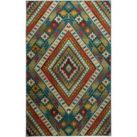 Мохок дом призматичен Фей Червен съвременен племенен Марокански прецизен отпечатан килим, 8 'х10', червено и синьо