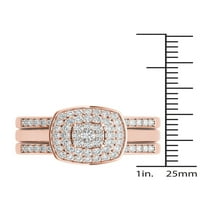 Империал 3 8кт ТДВ диамант 10к Розово злато клъстер ореол булчински комплект