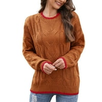 Zedker дамски плюс пуловери, женски дрехи модни женски разхлабени ежедневни пуловер кръгла врата с дълъг ръкав с дълъг ръкав