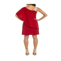 & M richards дамски червени украсени разрошени лакътни ръкави Асиметрично деколте дължина на коляното Парти рокля за смяна 12