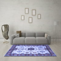 Ahgly Company Indoor Rectangle Geometric Blue Traditional Area Rugs, 2 '4'