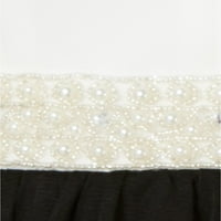 Безмълвна рокля с перла халтер-шия и пламък, размер 5, черно бяло
