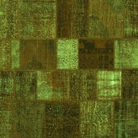 Ahgly Company Indoor Rectangle Packwork Green Transitional Area Rugs, 7 '10'