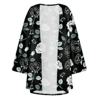 Стамзод лятна жилетка за жени 4-ти юли печат бутер ръкав кимоно жилетка хлабав шифон покриване на случайни блуза върхове