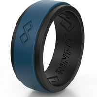 Силиконови пръстени на Rinfit за жени и мъже - двойки комплекти гумени сватбени ленти - черно и тъмно синьо, диамантено злато