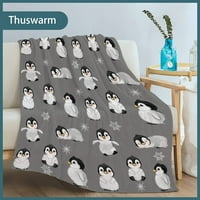 Носбей сладък пингвин сив фланел хвърлят одеяло подаръци топло уютно меко Смешно печат одеяла за лятна стая декорация легло диван диван малък за дете