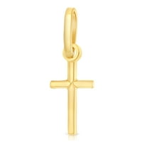 Ioka-14k жълто злато обикновен кръст религиозен чар висулка за огърлица или верига