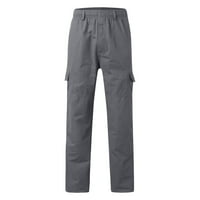 Работни панталони Мъжки хлабав памук плюс размер джобни плътни еластични панталони Общо панталони бял размер 3XL