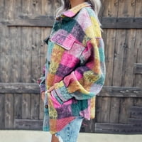 тото якета палта за жени с яки с една вълнена галкота зима цветно карирано флорално палто с разхлабени дълги ръкави със средна дължина топло палто