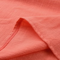Ленени ризи за жени, Извънгабаритни Екипажа врата ръкав ризи за жени къс ръкав памук смес Тениски най - добрите сделки днес на клирънс неща за долара #11