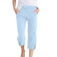 Easthery Pants за жени Дръжка за ежедневни поточни панталони ежедневни памучни и ленени гащи за жени