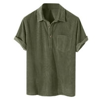 Мъже Рипсено Кадифе Поло Ризи Тениска Блуза Плътен Цвят Изненадващ Яка Поло Ризи С Къс Ръкав Блуза Мъжки Класически Стилен Случайни Улично Облекло