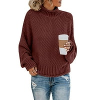 Пуловери за жени за жени Женски моден Аутен зимен плетен пуловер дебел конец пуловер пуловер XL XL