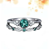 Кристален пръстен зелен кубичен циркония сватбен пръстен за жена моден цирконов пръстен - размер 10