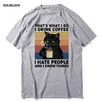 Jhpkjfunny черна котка, това е, което пия, аз мразя хората реколта летни мъжки памучна тениска хумор подарък жени тениски върхове