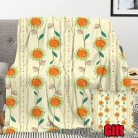 Винтидж флорално раирано легло одеяло с калъф за възглавница за диван куш