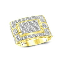 10kt жълто злато мъжки кръг диамантен квадратен клъстер пръстен cttw