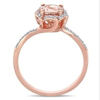 Миабела Дамски 1-Каратов Т. Г. в. Морганит и Каратов Т. в. диамант 14кт Розово злато Цветен ореол годежен пръстен